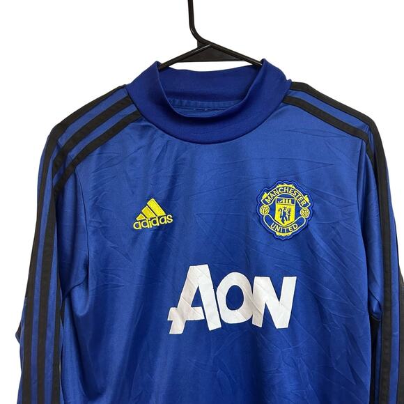 Manchester United 2018/19 Adidas Training Top - Boys Size M - Long Sleeve - Blue - Picture 3 of 6